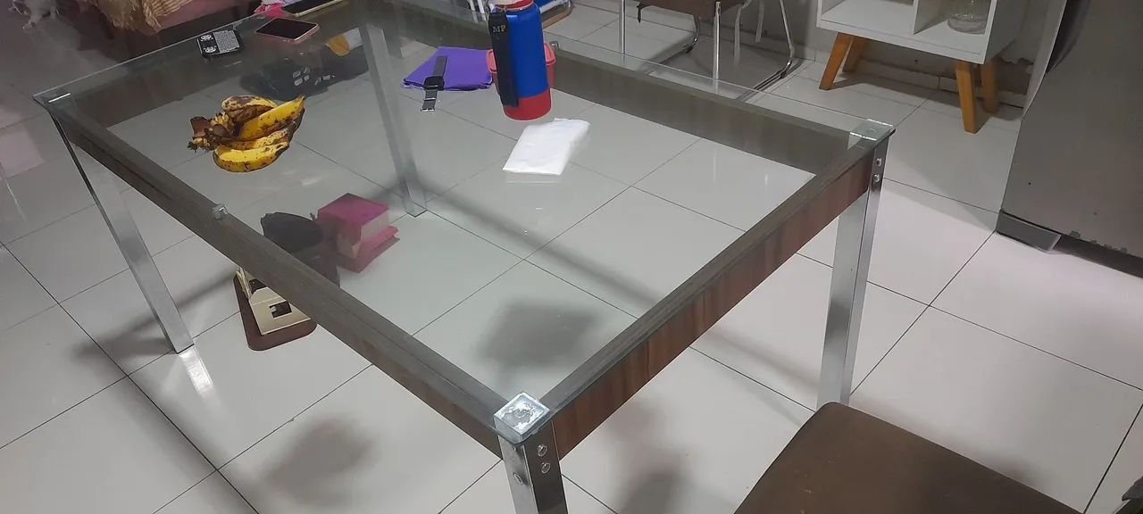 Mesa de jantar para 6 pessoas com tampo de vidro 10mm - Foto 4