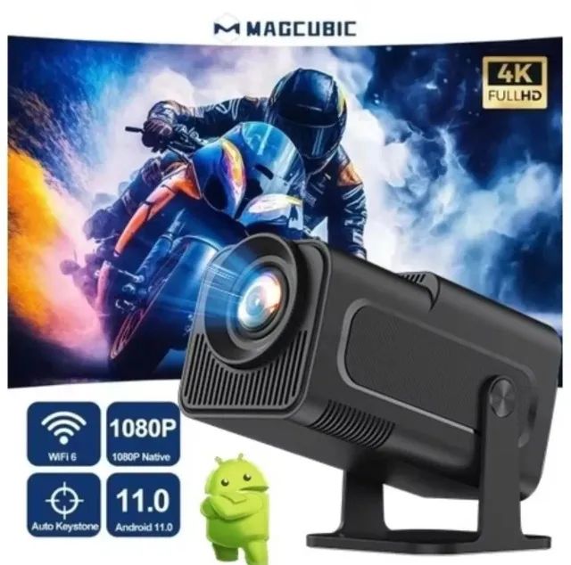 Projetor HY320 Smart TV Mini com Wi-Fi 6, 390 ANSI, Android | Preto | Novo Transforme qual - Foto 5