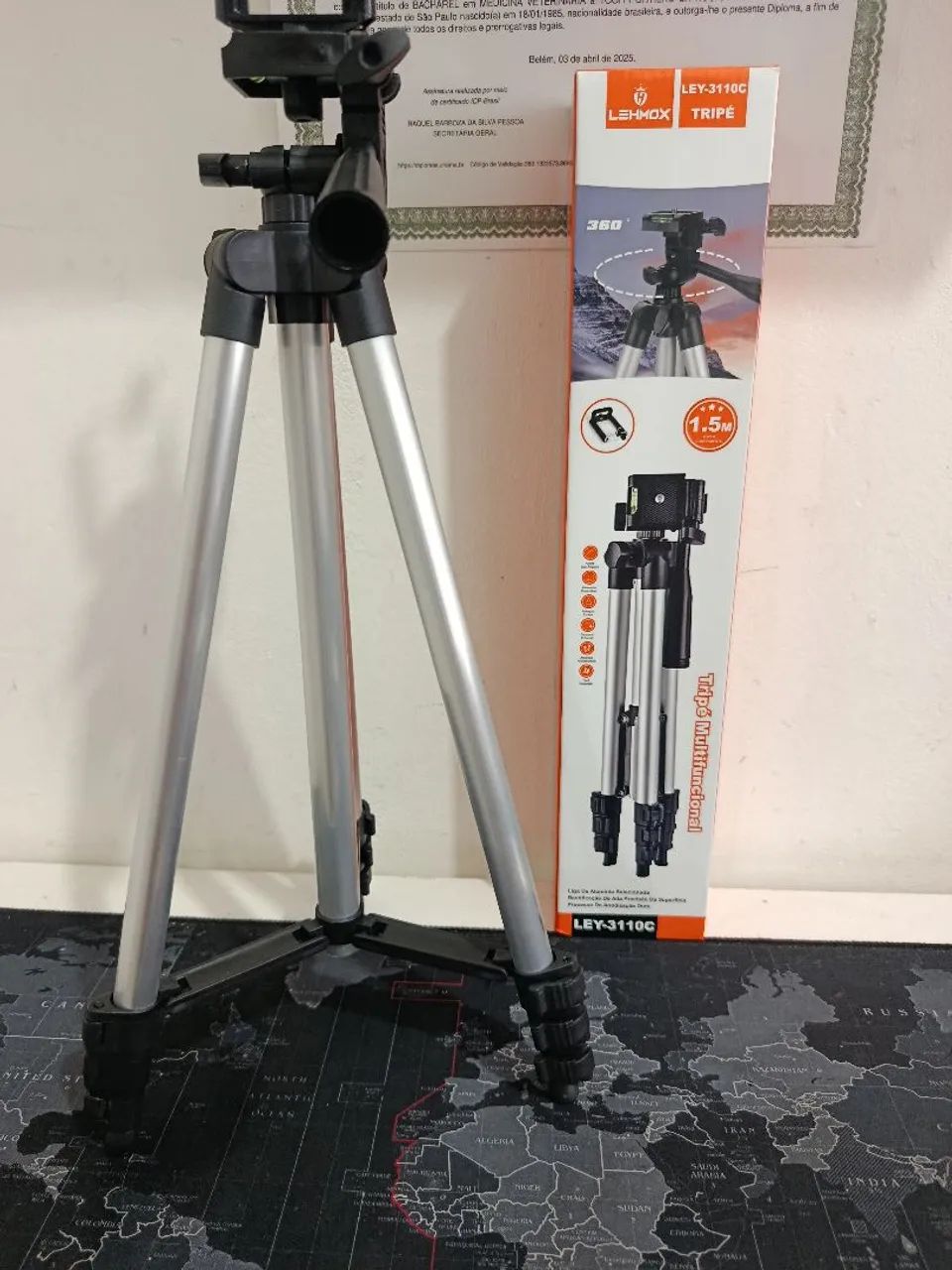 Tripé 1.50mt com suporte para celular e nível / PROMOÇÃO IMPERDÍVEL  - Foto 3