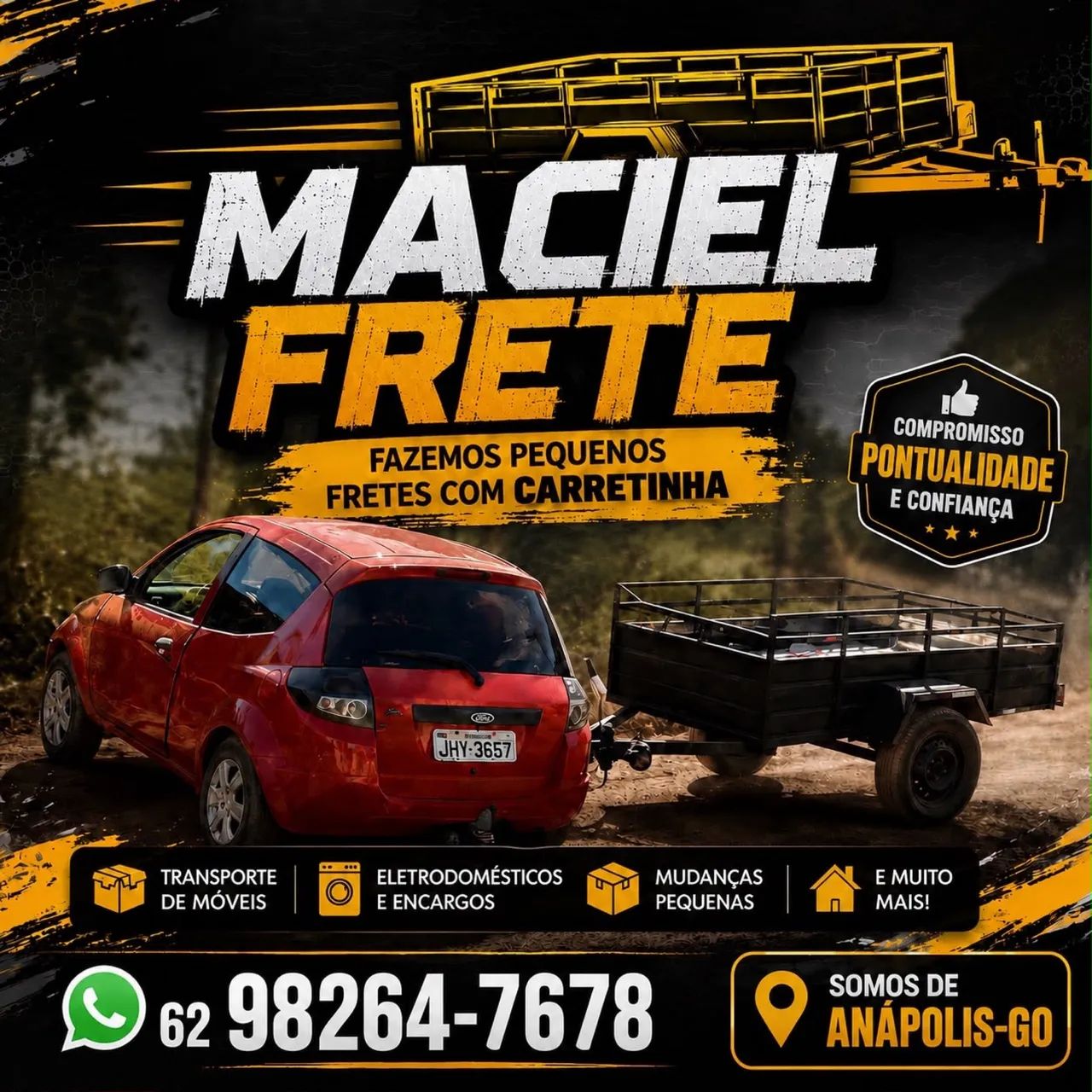 Faço pequenos fretes em qualquer lugar em Anápolis, porém apenas dentro de Anápolis.