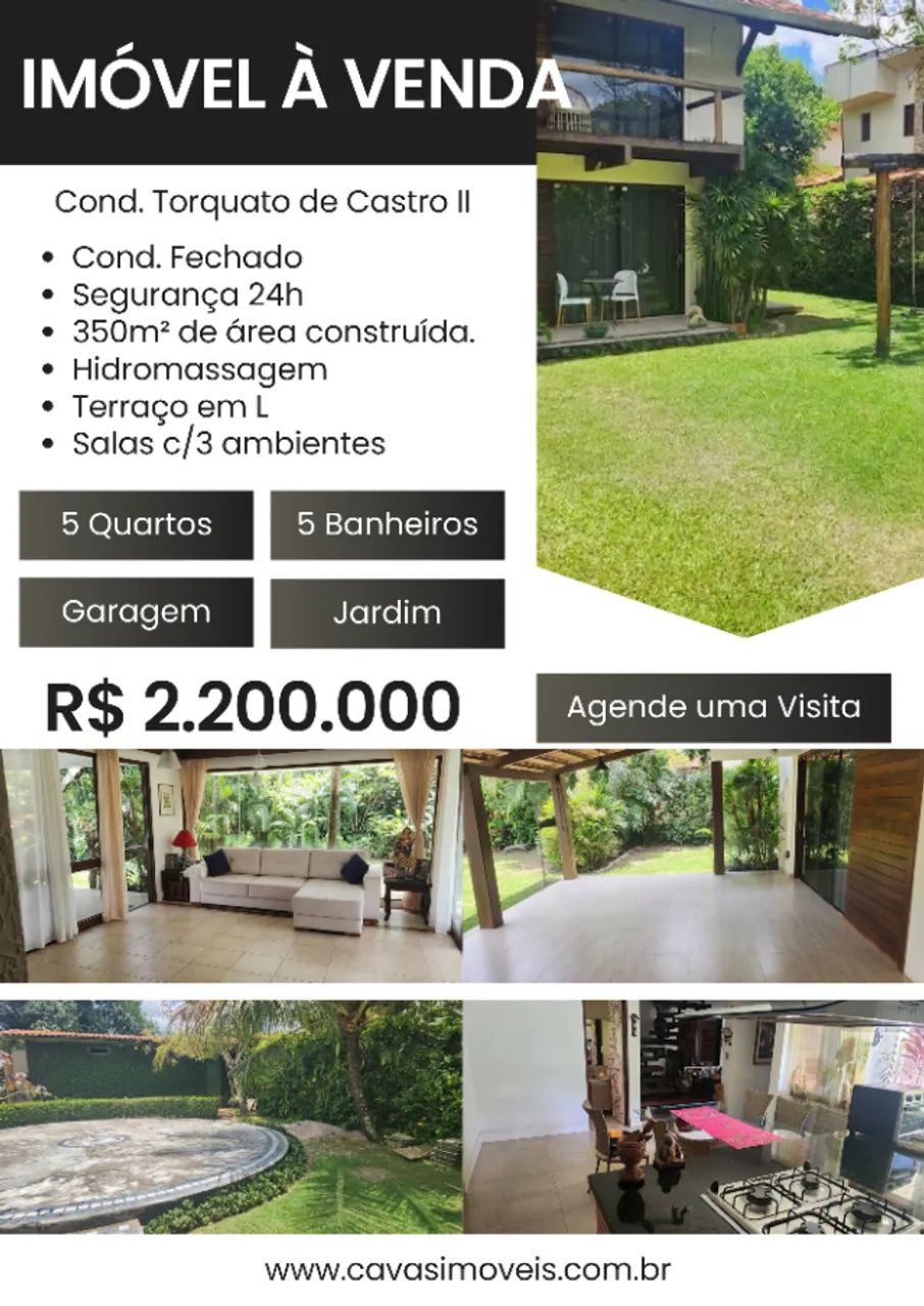 Vendo Casa com 5 suítes em Aldeia Cond. Torquato de Castro II