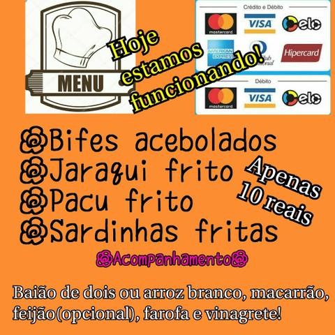 Fornecemos refeições de quarta feira à domingo.