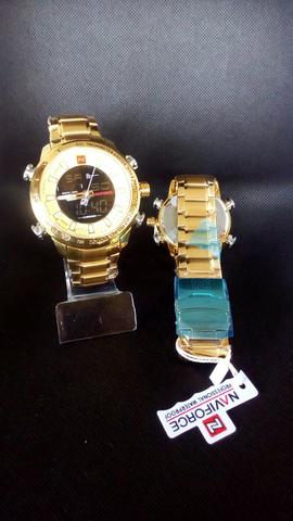 Relógio naviforce luxo inox original novo dourado - Foto 3