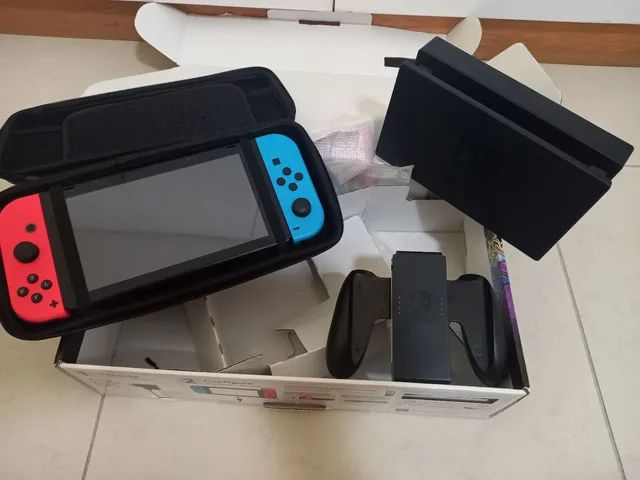 Console Nintendo Switch Com Joy-con Azul Neon E Vermelho Neon + Mario Kart  8 Deluxe