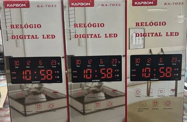 Relogio Digital Parede Led Temperatura Calendario Alarme (KA-7035