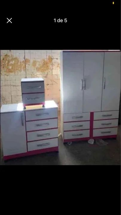 PROMOÇÃO KIT GUARDA ROUPA 3 PORTAS COM COMODA SAPATEIRA E MESINHA