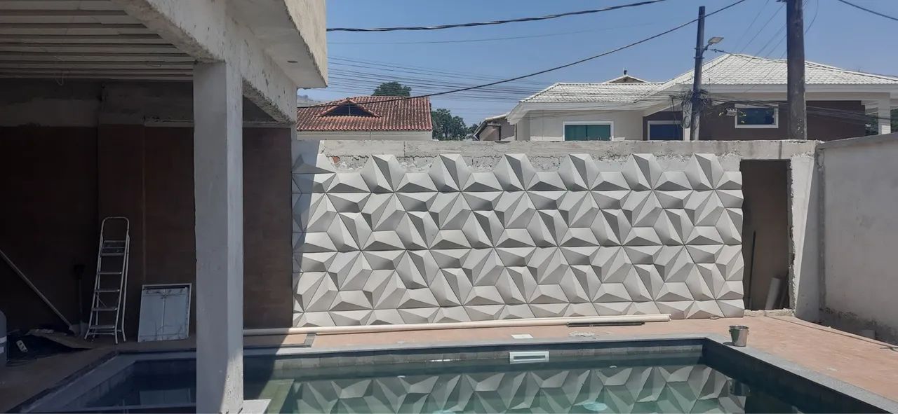 Placa 3D trapézio 59x26cm - muro fachada - Foto 3