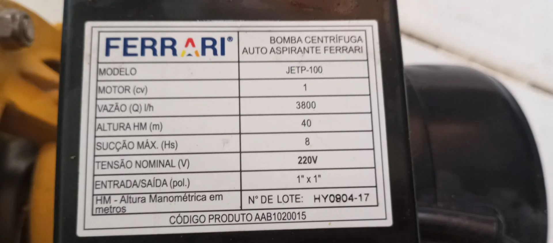 Bomba D'água Centrífuga Auto Aspirante