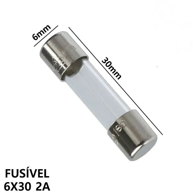 Fusível vidro grande 6x30 2A. 2,00 cada unidades. 1