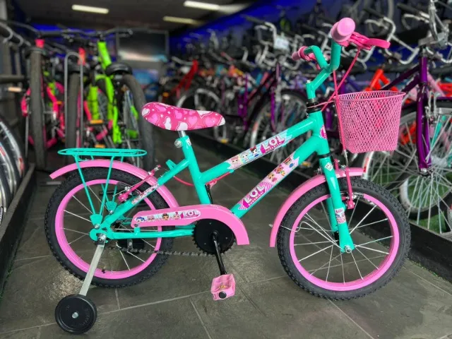 Bicicleta aro 16, Lol - verde água e rosa