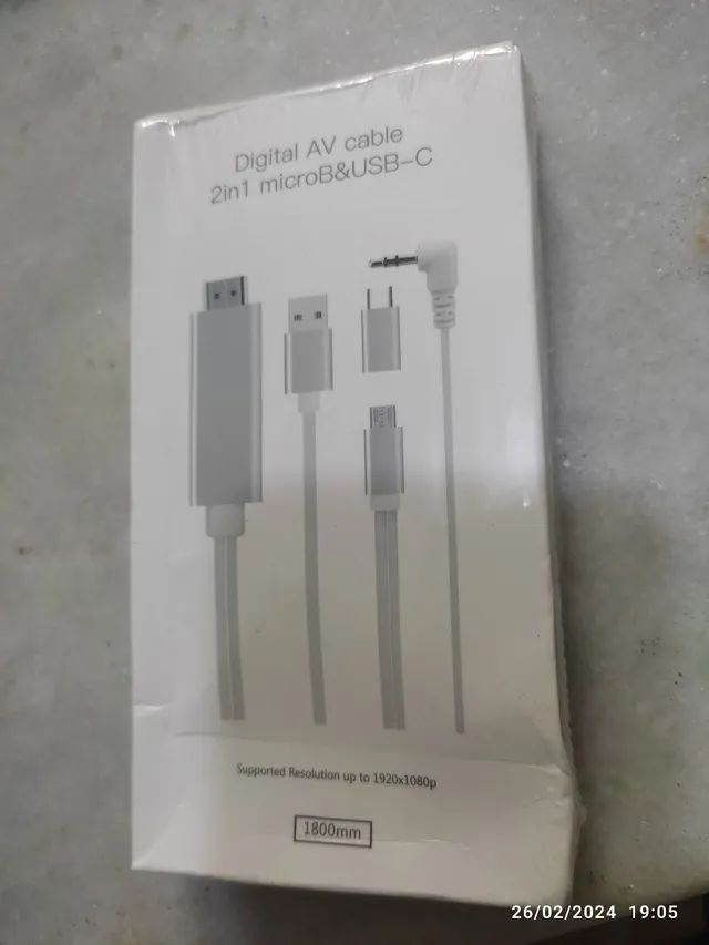 Cabo av digital 2 in 1 microB&USB-C