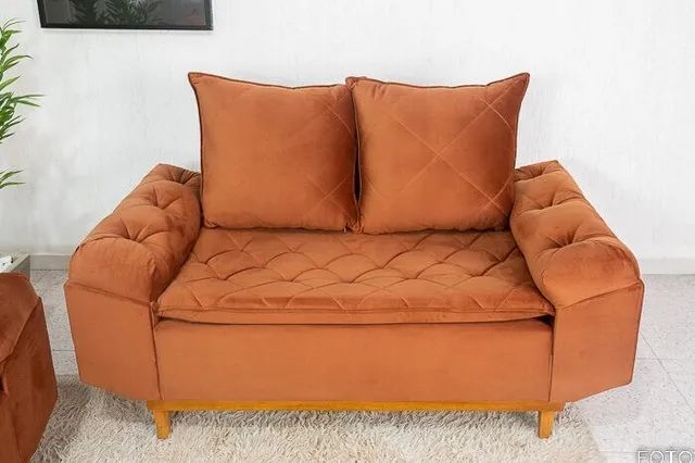 Sofá 3 e 2 lugares Bélgica Terracota Até 12x - Frete Grátis - Foto 2