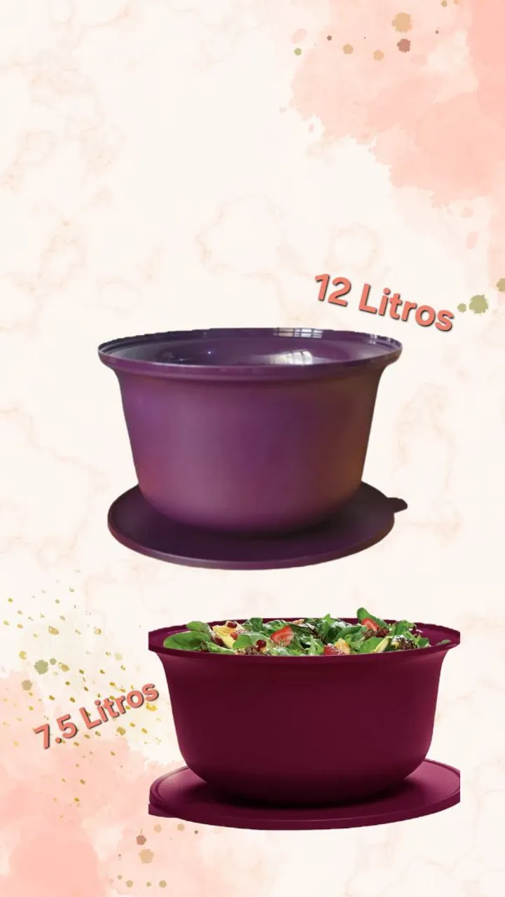 Jogo de Tigelas Tupperware 7,5 e 12 Litros