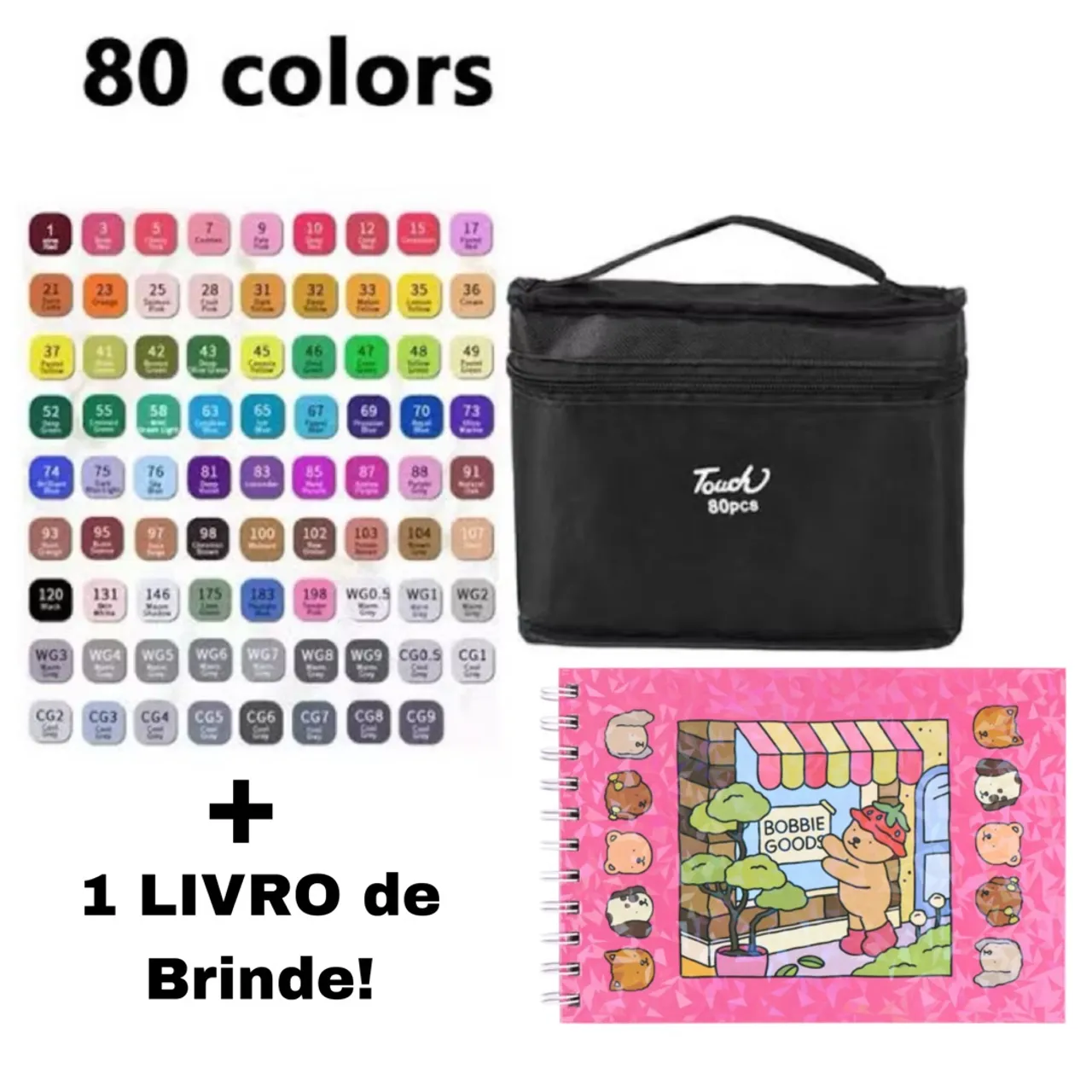 Canetas Touch 80 pcs Pintura Bobbie Goods + Brinde