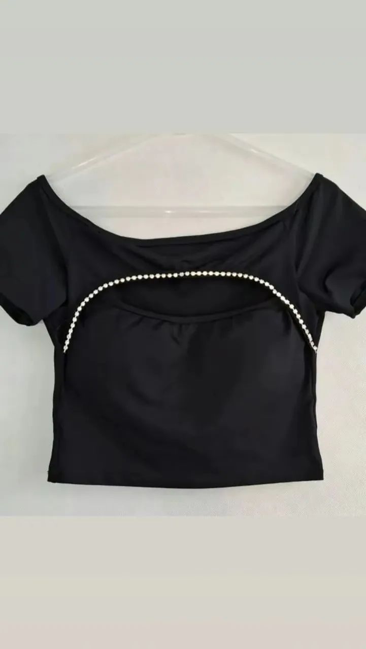  calça Skinny branca e cropped  strass tam P - Foto 4
