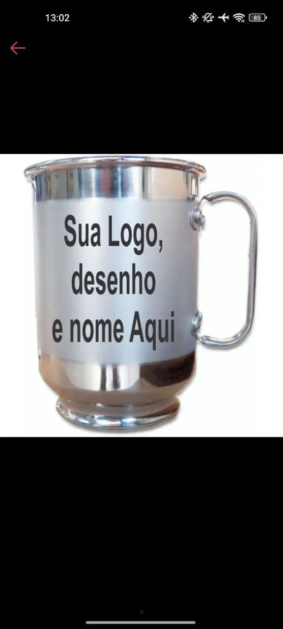 Caixa de canecas chopp alumínio 600ml, resinadas para sublimação 