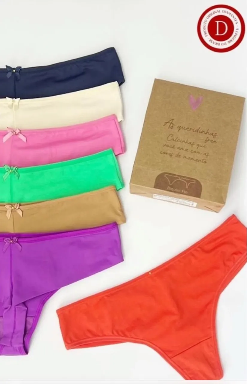 Kit de Calcinhas Femininas Cores Vibrantes