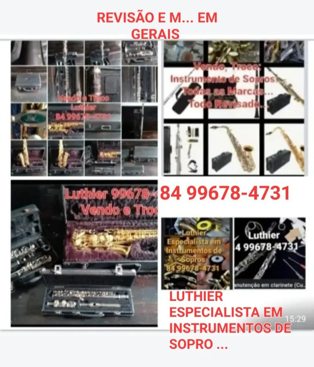 Luthier, Saxofone,  Sax, Clarinete,  Flauta Transversal,...Vendo e Troco
