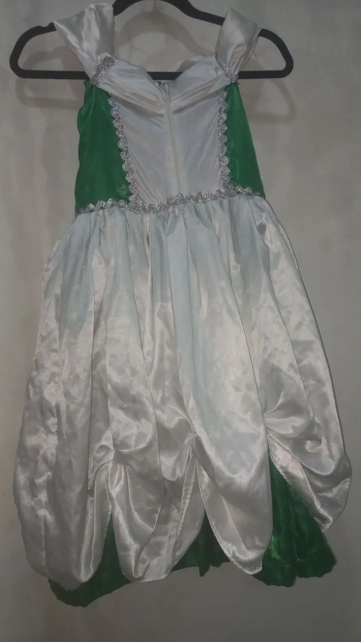 Vestido Rainha Junina Infantil - Branco e Verde - Foto 2
