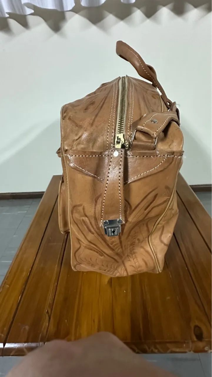 Bolsa grande viagem couro cru 60 cm x 33cm altura  - Foto 4