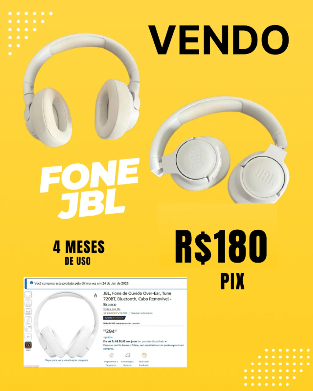 Fone JBL Branco - Semi Novo