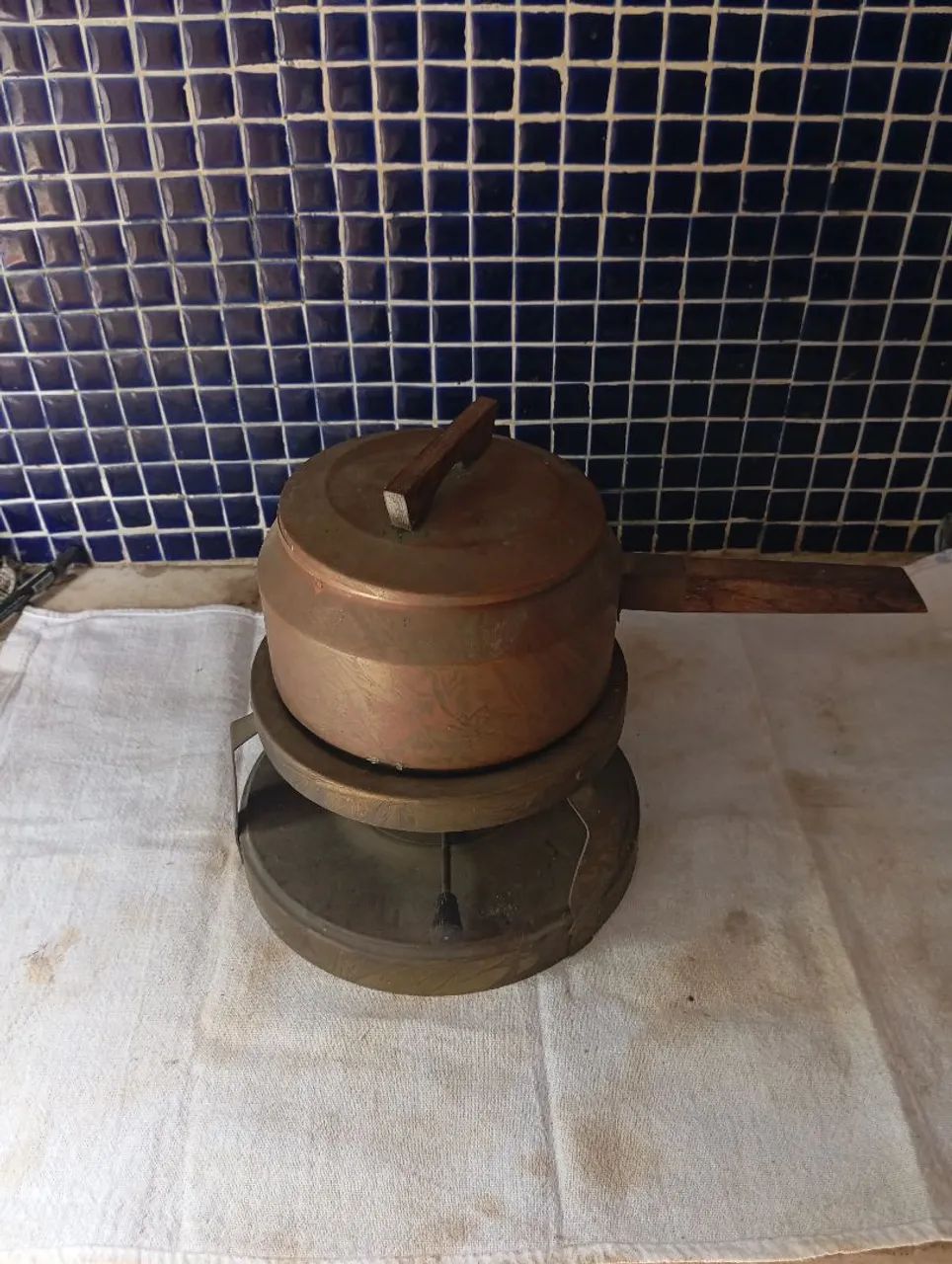 Antigo CJ para fondue em cobre ARCOL