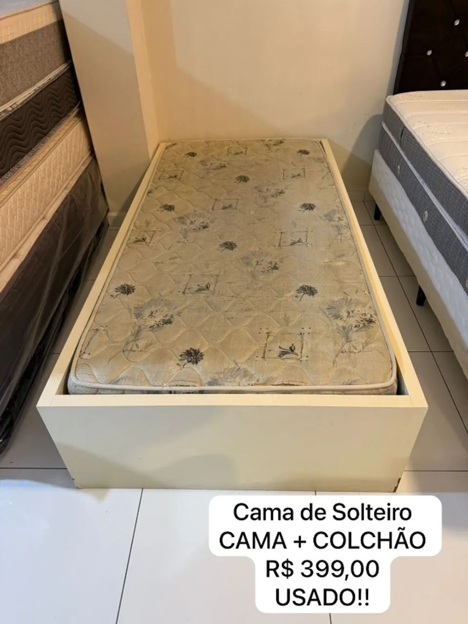 Cama de solteiro + colchão solteiro USADO - Entrego!  - Foto 2
