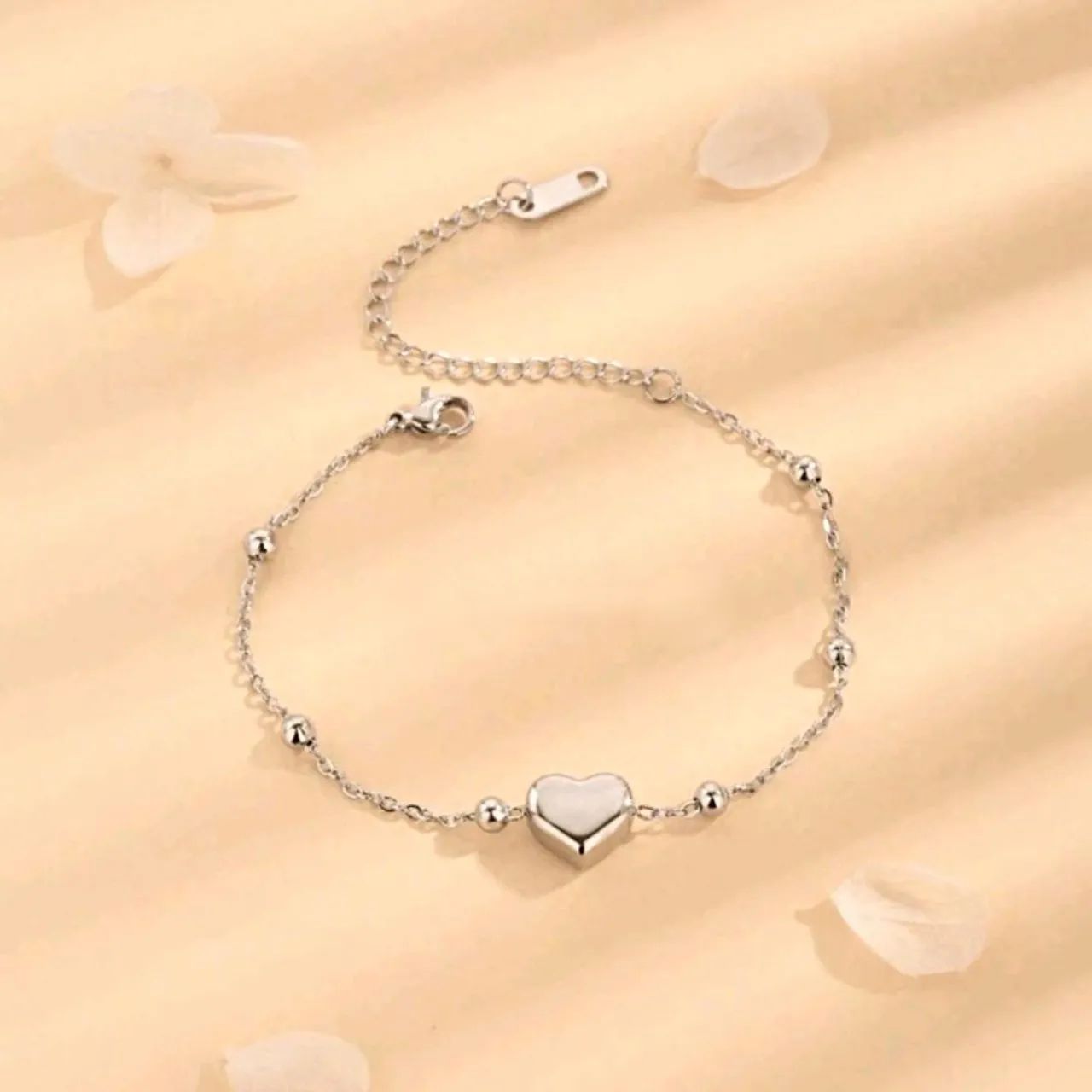Pulseira Minimalista Coração e Bolinhas - Foto 3