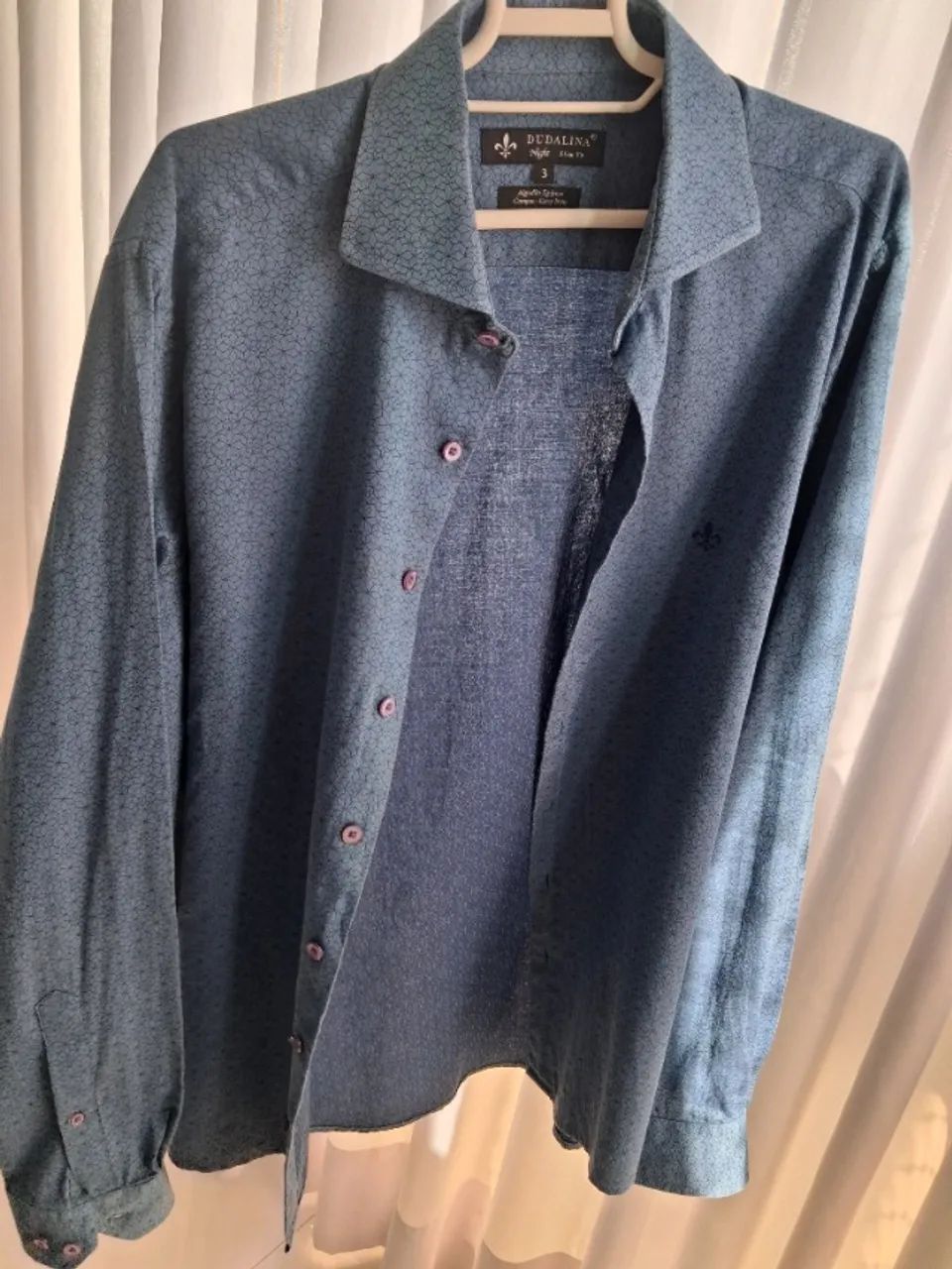 Camisa Dudalina "Night" original azul clara em algodão Egípcio muito nova!