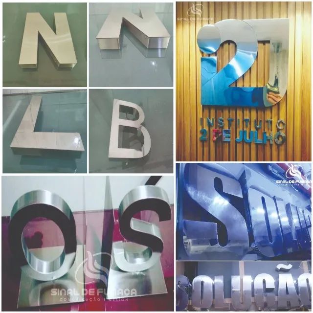 Letras e números em aço inox polido e escovado, e aço galvanizado - Foto 3