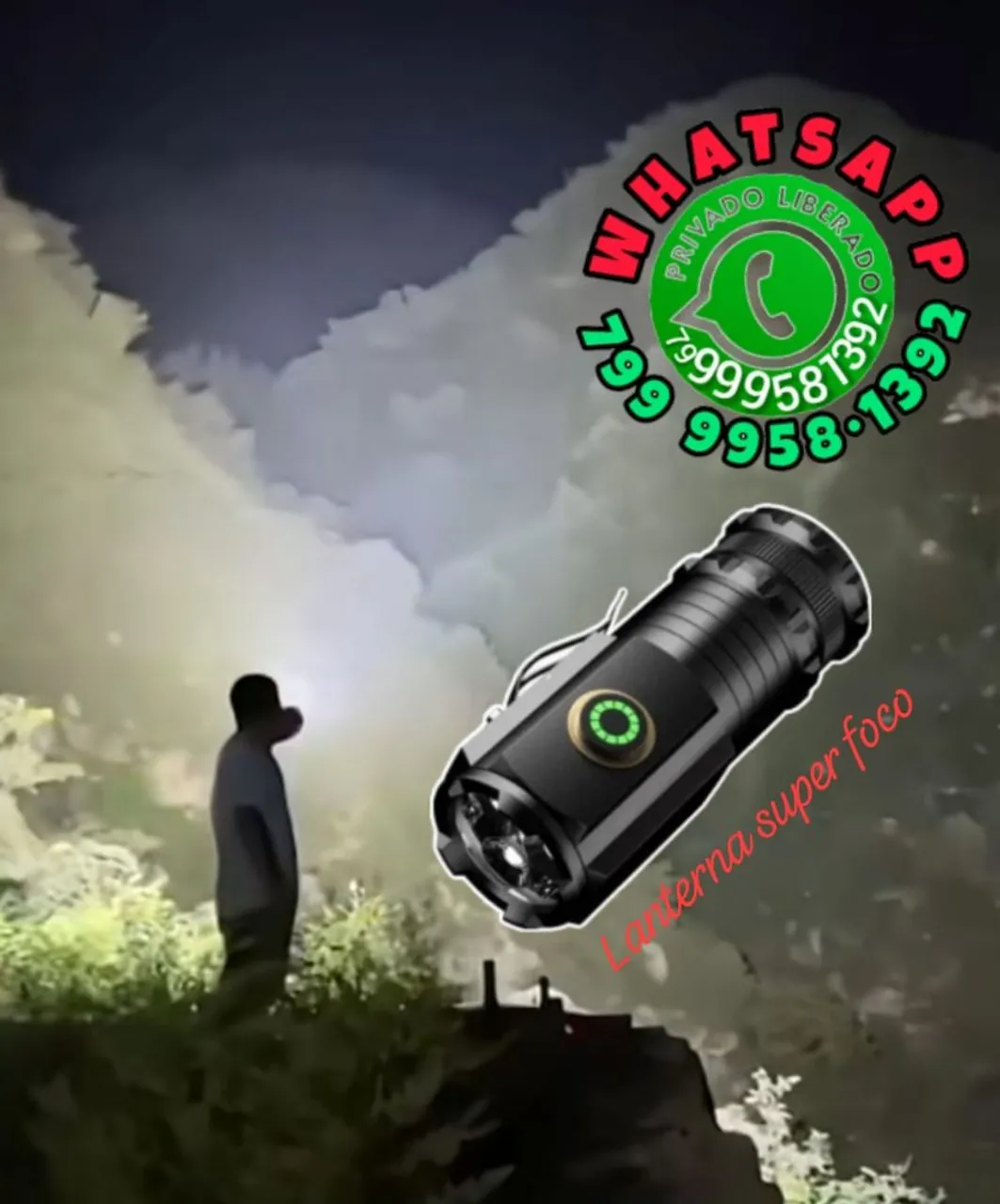 Lanterna Super Foco - de bolso recarregável 4 FUNÇÕES