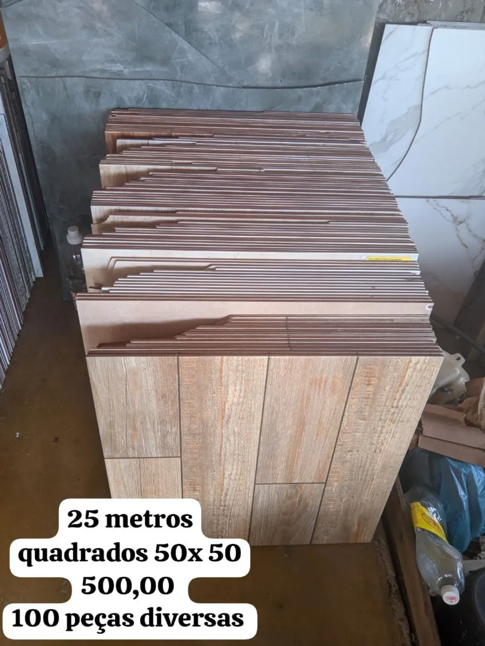 25 metros de pisos 50x50 - 100 peças diversas