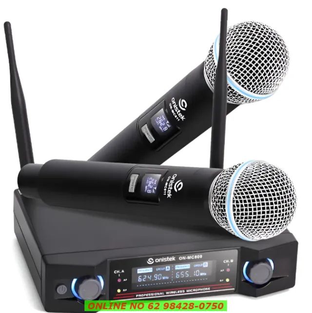 Microfone Sem Fio Duplo Uhf Hi Fi Dinamico Display Digital karaoke