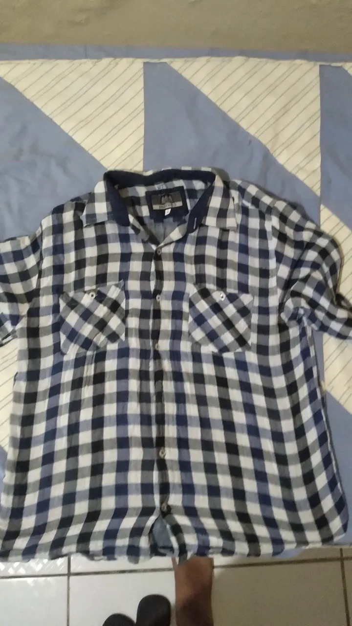 Camisa Xadrez Azul e Branca da mister