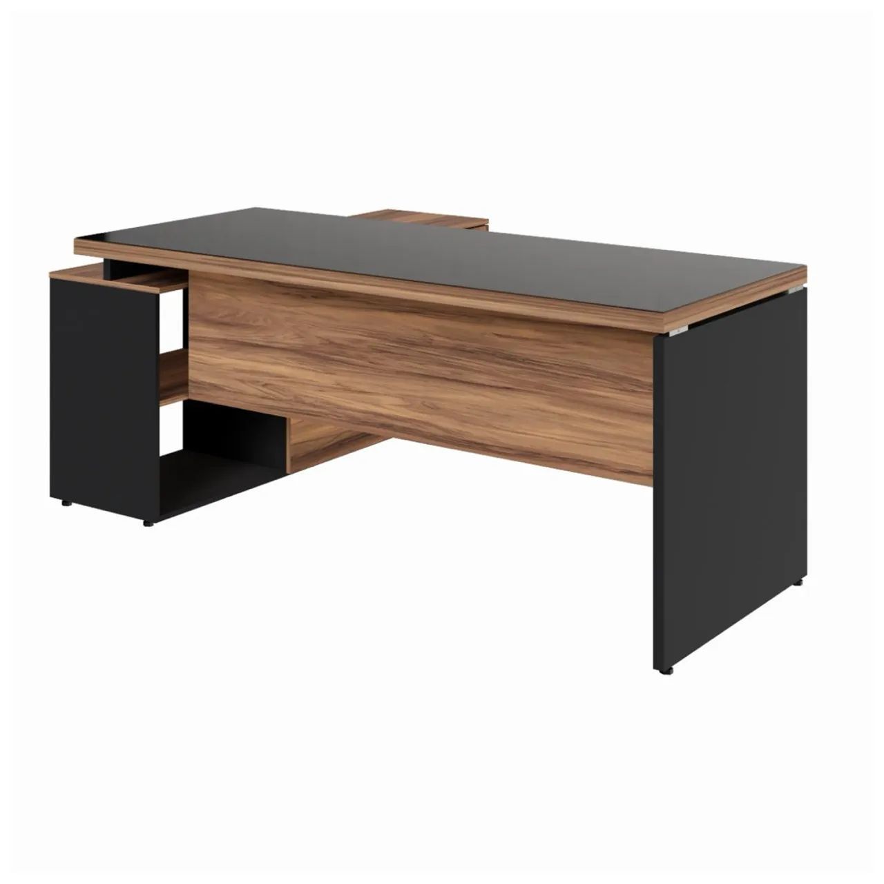 Mesa com TAMPO DE VIDRO de Escritório em L com Gavetas e Armário - Foto 3