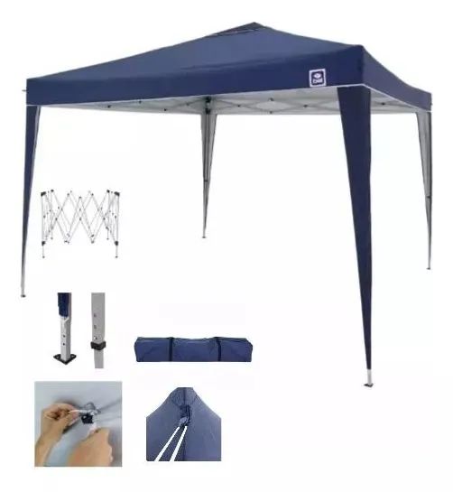 Belfix tenda gazebo sanfonado articulada 3x3m mala transporte cor azul - Foto 3