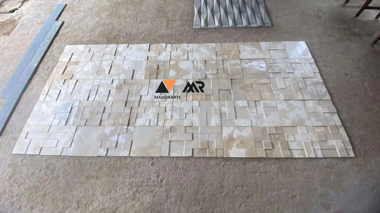 Revestimento cimentício geométrico travertino 5,5m² - Foto 2