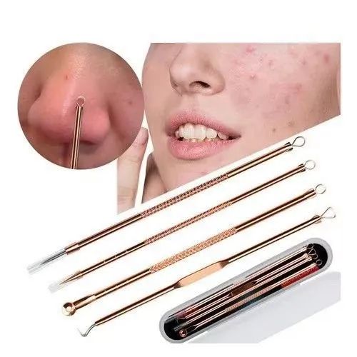 Kit de ferramentas tirar cravos acnes e espinhas em aço inoxidável - Foto 3