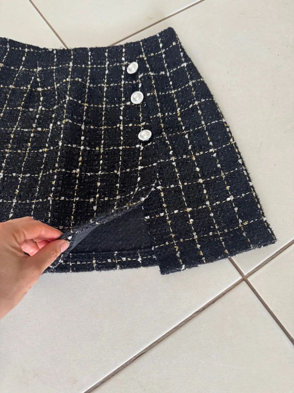 Saia Tweed Preta com Detalhes TAM 36 - Foto 4