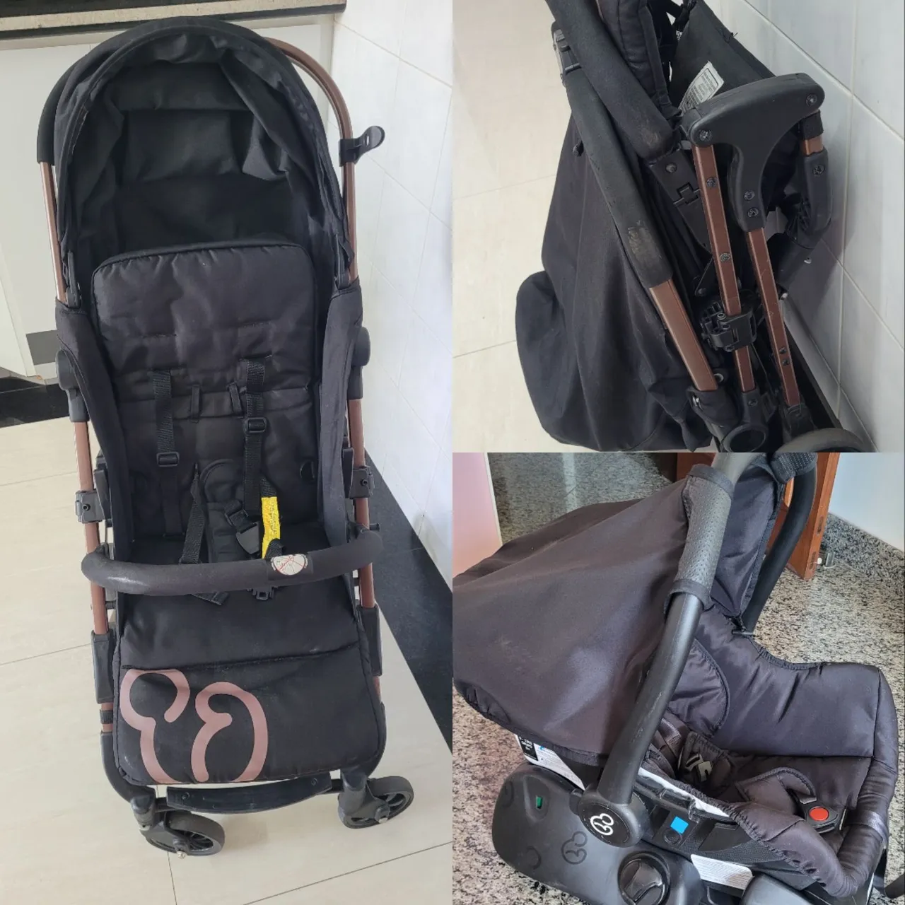 Kit de Carrinho de Bebê Galzerano composto por carrinho + bebê conforto + base para carro
