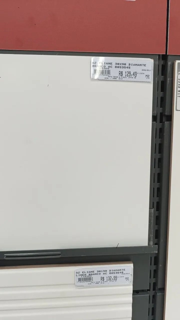 Vendo revestimento cerâmico Eliane 30x90 branco 99,99m2