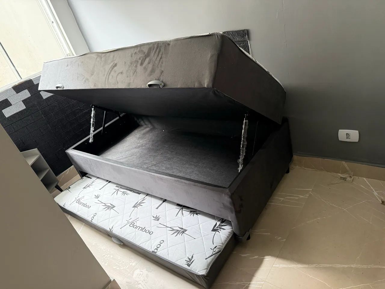 Cama baú solteiro com auxiliar 3 em 1 com colchão acoplado  - Foto 2