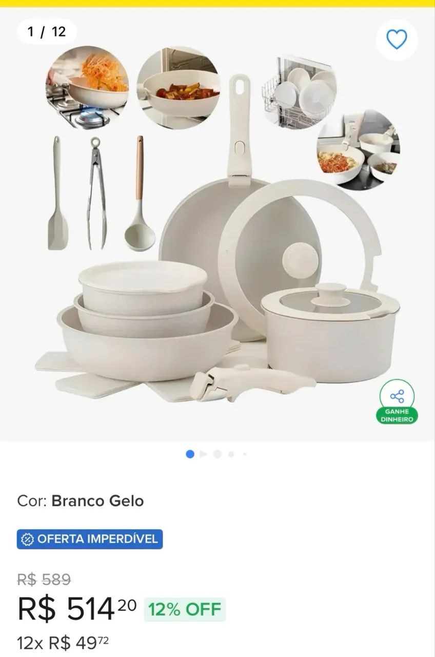 Jogo de Panela com cabo removível+ jogo de Utensílios  - Foto 4