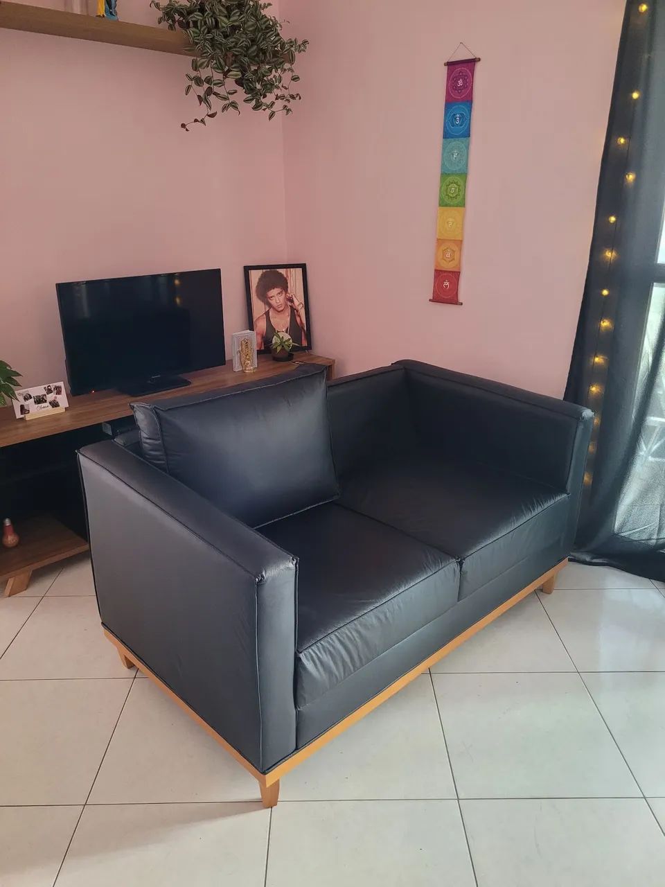 Sofá 2 lugares preto corano 1,40m - Foto 3