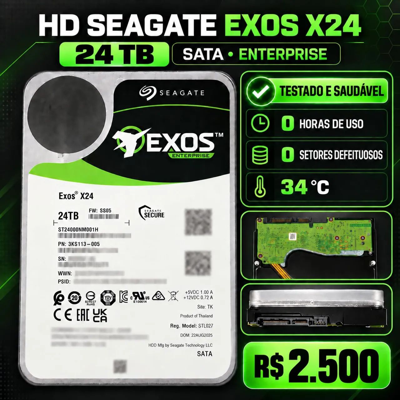 ? HD SEAGATE EXOS X24 ENTERPRISE - 24 TB