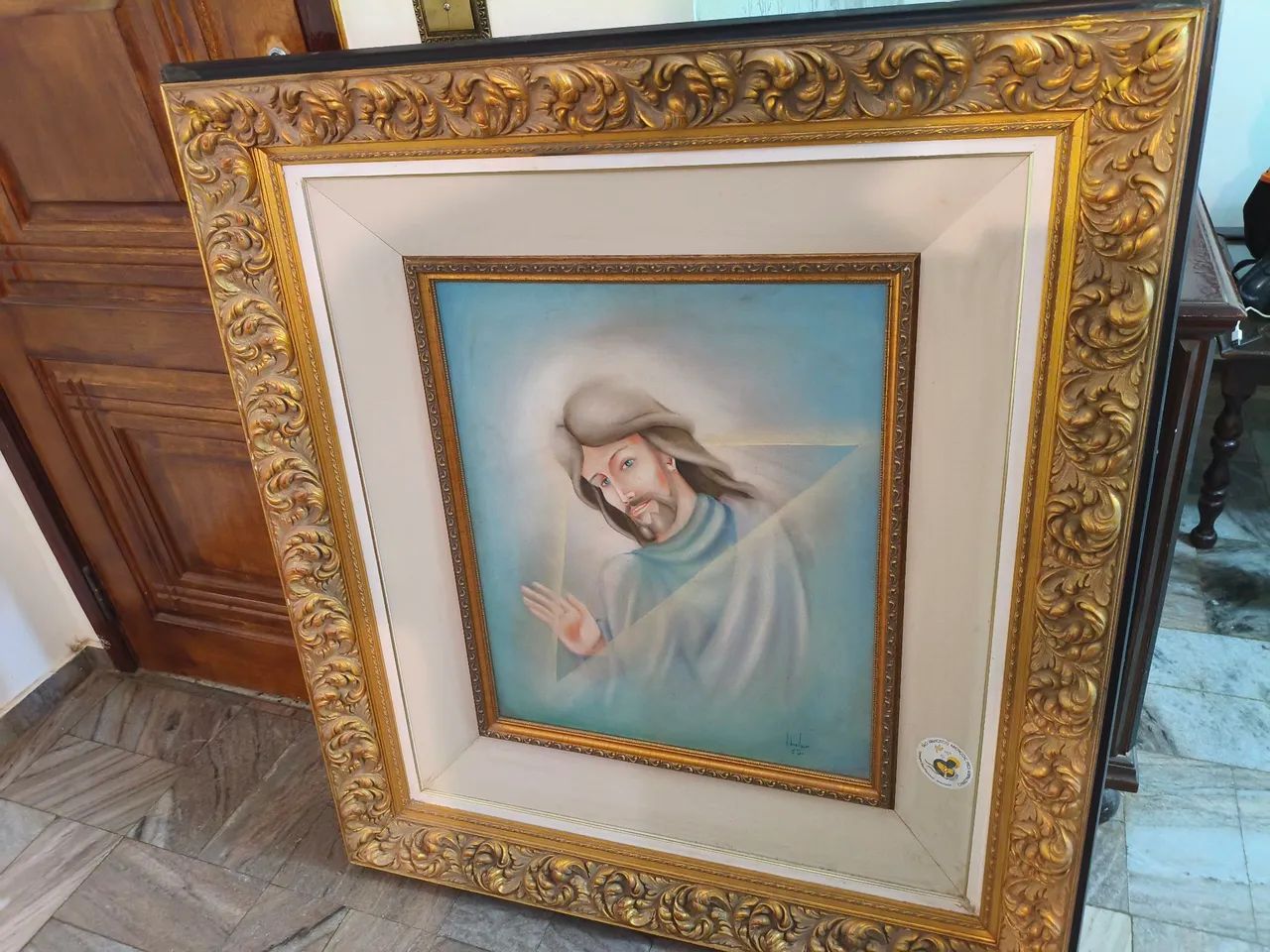Quadro de jesus pintado a mão enorme