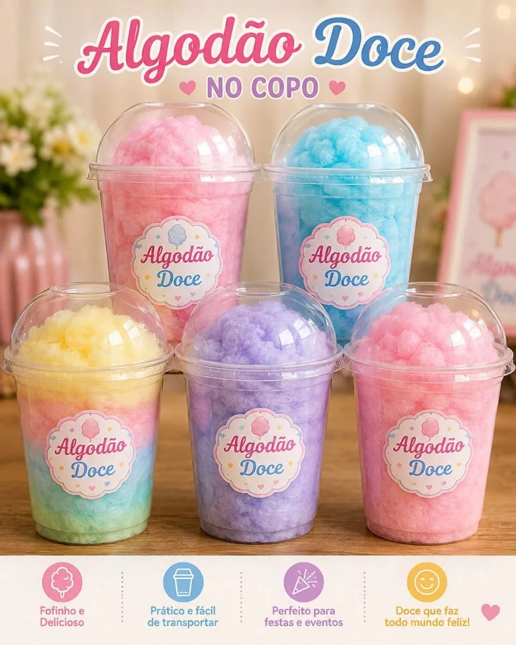 Algodão doce e maçã do amor 