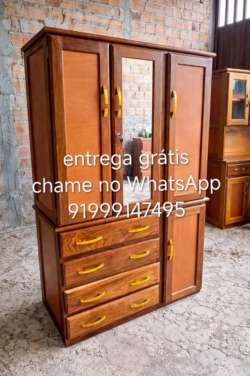 Guarda roupa de solteiro guarda 4 gavetas espelhado 