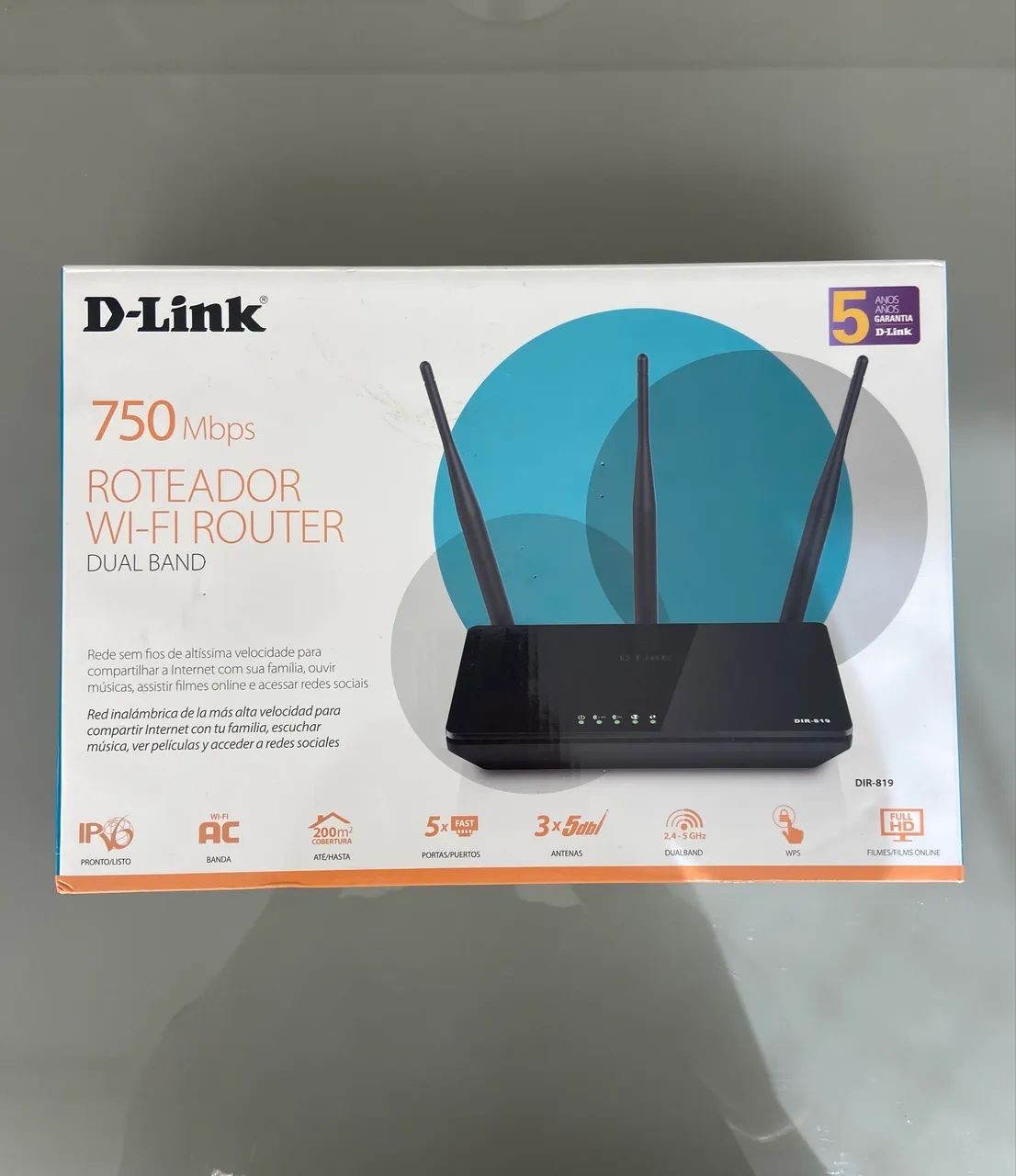 Roteador D-link Ac 750mbps Dual Band Com 3 Antenas Dir-819