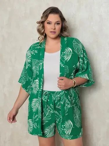 Conjunto Feminino Estampado Tropical Camisa e short  - Foto 5